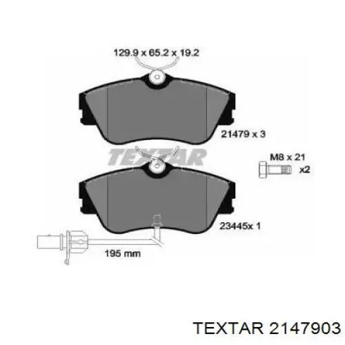 Передние тормозные колодки 2147903 Textar