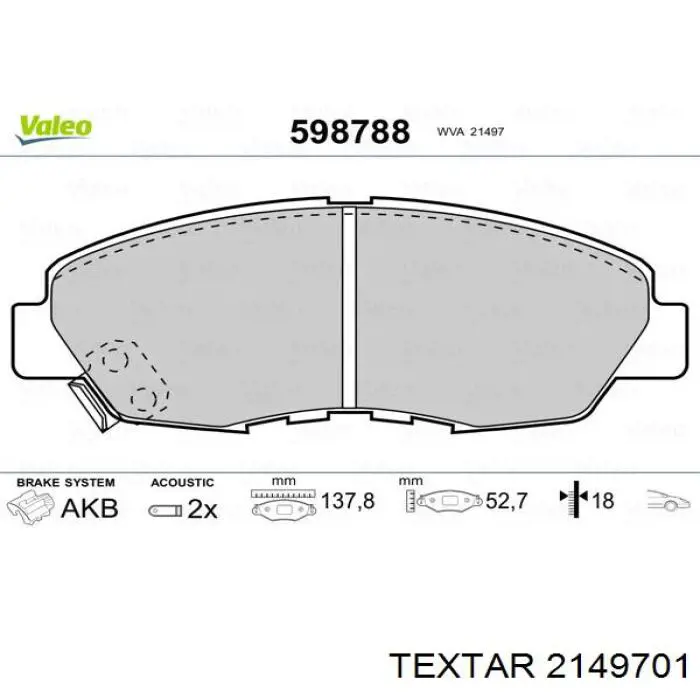 Колодки Textar 2149701 цена, от 20.61 USD
