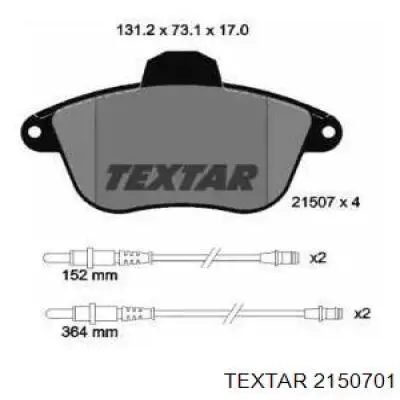 Передние тормозные колодки 2150701 Textar