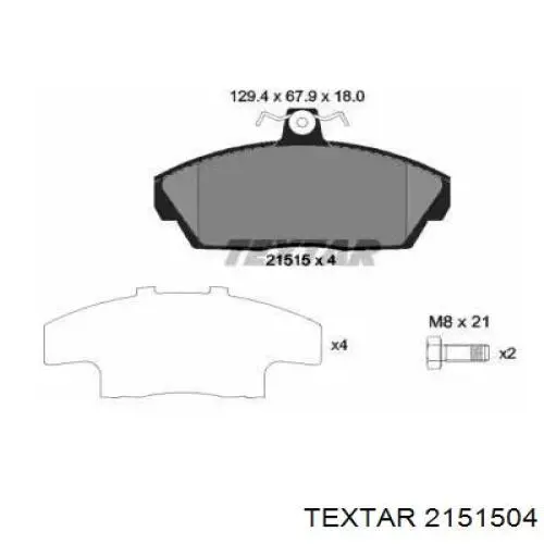 Передние тормозные колодки 2151504 Textar