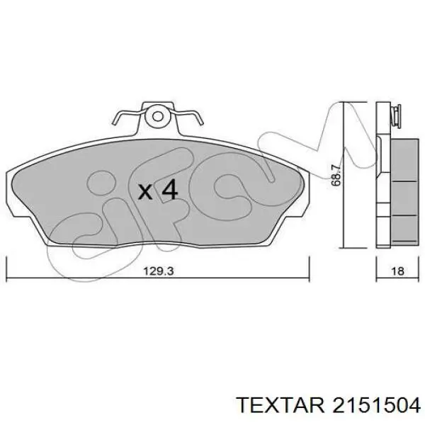 Передние тормозные колодки 2151504 Textar