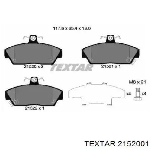 Передние тормозные колодки 2152001 Textar