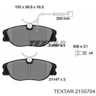 Передние тормозные колодки 2155704 Textar