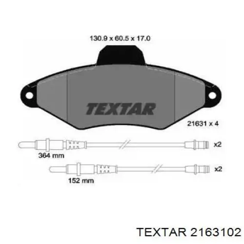 Передние тормозные колодки 2163102 Textar