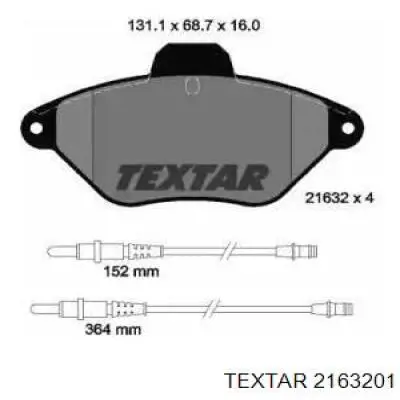 Передние тормозные колодки 2163201 Textar