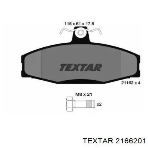 Передние тормозные колодки 2166201 Textar