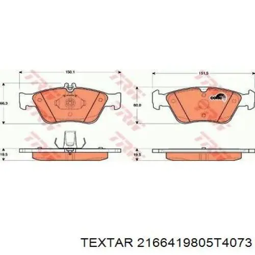 2166419805T4073 Textar Колодки передние
