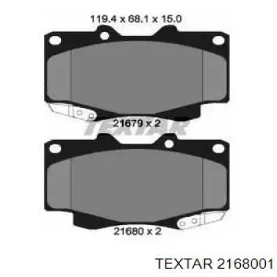 Передние тормозные колодки 2168001 Textar