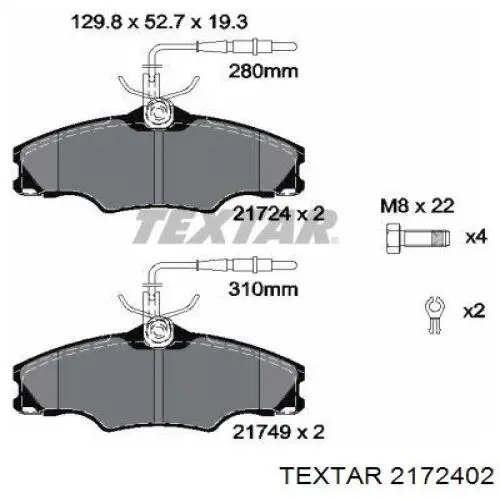 Передние тормозные колодки 2172402 Textar