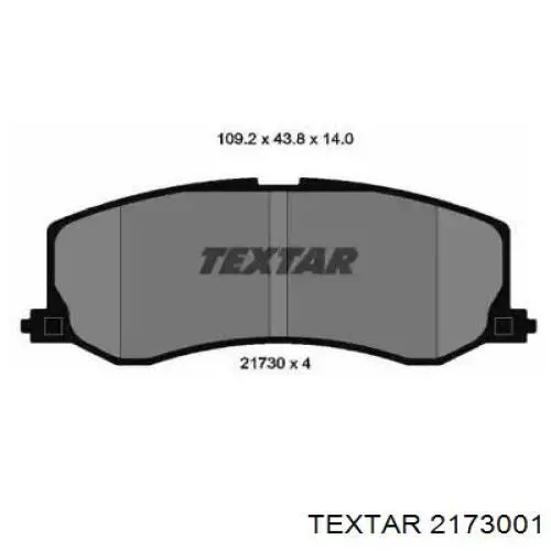 Передние тормозные колодки 2173001 Textar