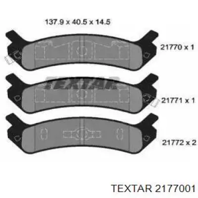 Задние тормозные колодки 2177001 Textar