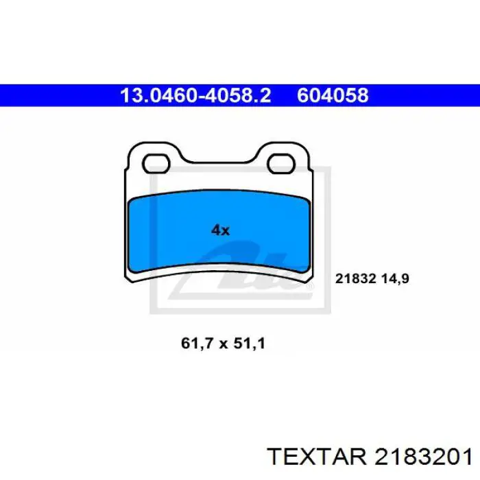 Задние тормозные колодки 2183201 Textar