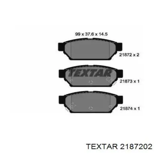 2187202 Textar колодки тормозные задние дисковые