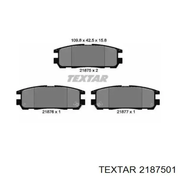 Задние тормозные колодки 2187501 Textar