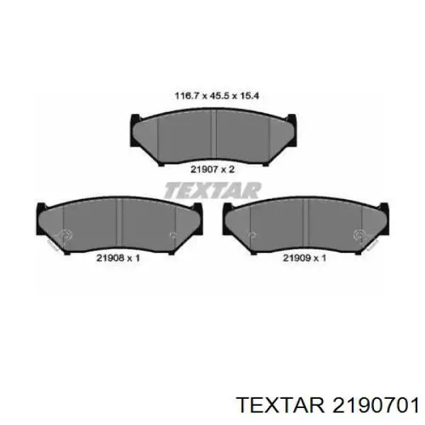 2190701 Textar колодки тормозные передние дисковые
