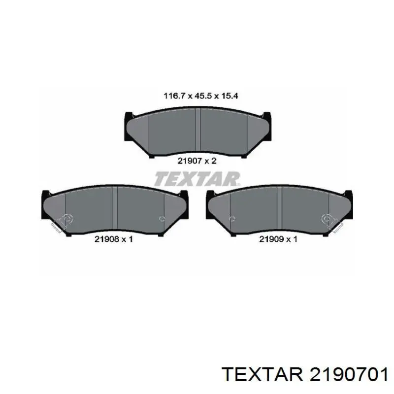 Передние тормозные колодки 2190701 Textar