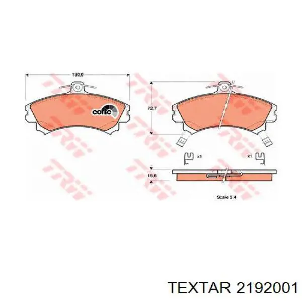 Тормозные колодки Textar 2192001