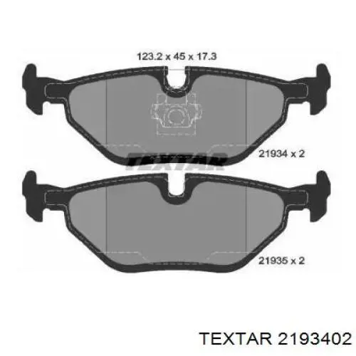 Задние тормозные колодки 2193402 Textar