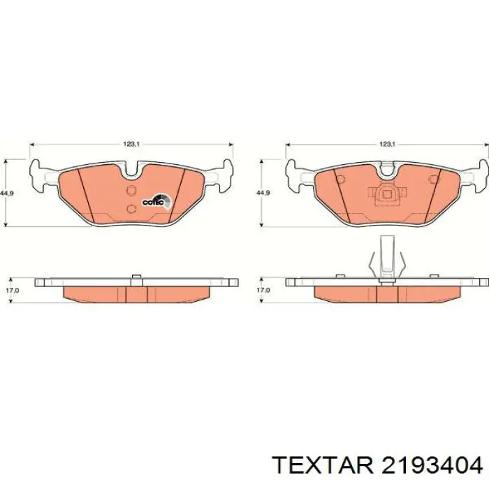 Задние тормозные колодки 2193404 Textar