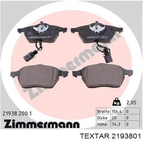 Купить 2193801 Textar Колодки тормозные