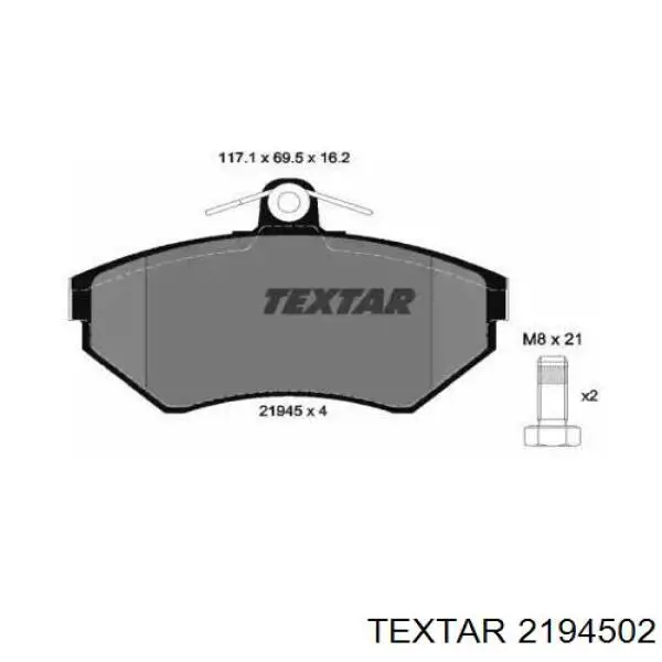Передние тормозные колодки 2194502 Textar