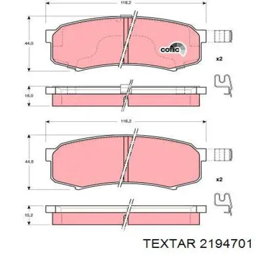 Купить 2194701 Textar Колодки тормозные задние, дисковые