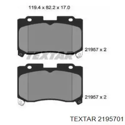 Передние тормозные колодки 2195701 Textar