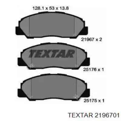 Передние тормозные колодки 2196701 Textar