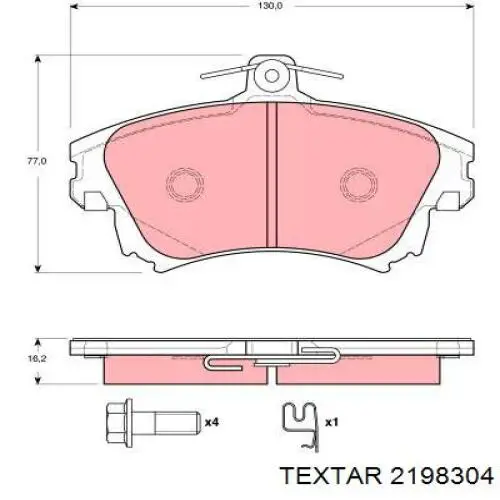 Передние тормозные колодки 2198304 Textar