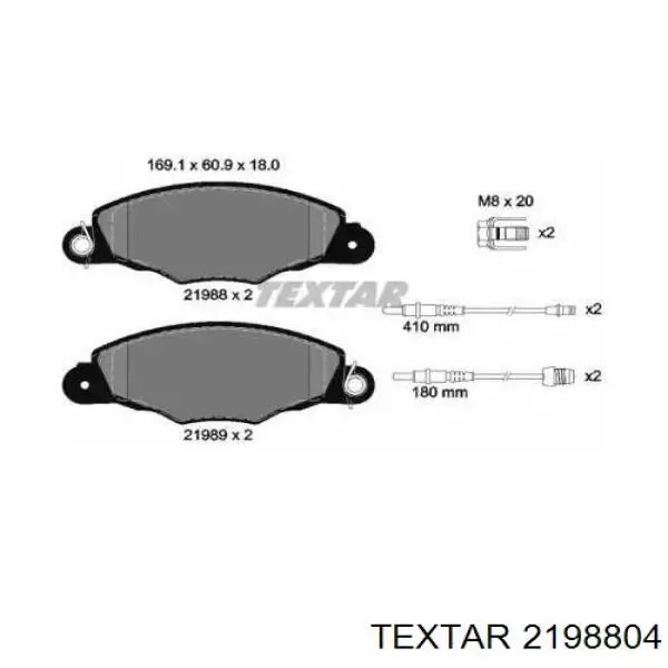 Передние тормозные колодки 2198804 Textar