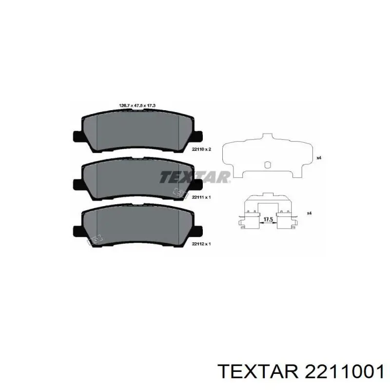 Купить 2211001 Textar Колодки тормозные задние, дисковые