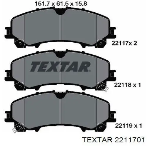 Pastillas de freno delanteras 2211701 Textar