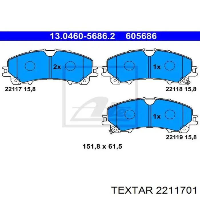 Купить 2211701 Textar Колодки тормозные