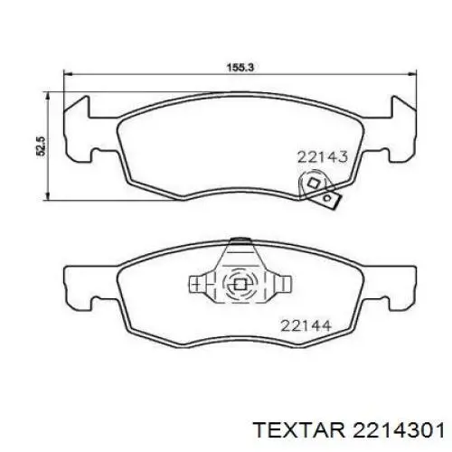 Передние тормозные колодки 2214301 Textar