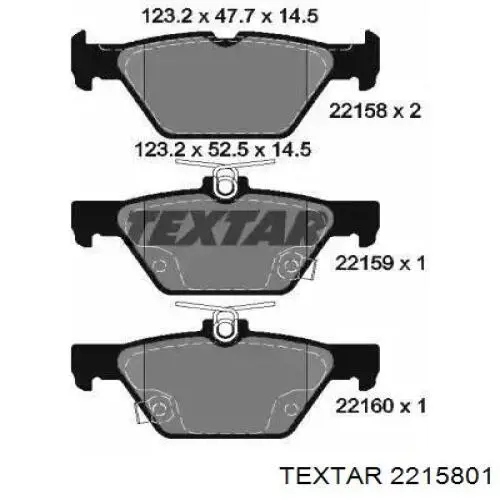 Задние тормозные колодки 2215801 Textar