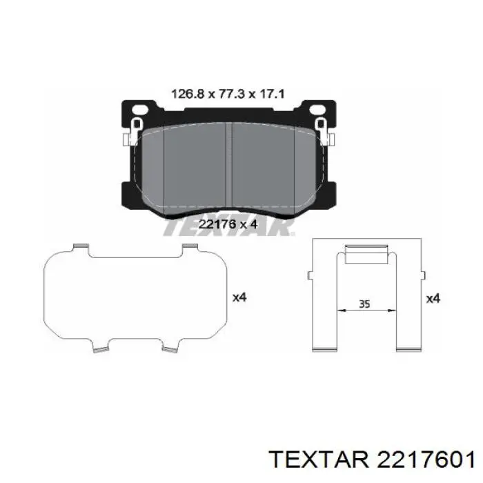 Передние тормозные колодки 2217601 Textar