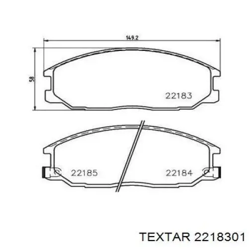 Передние тормозные колодки 2218301 Textar