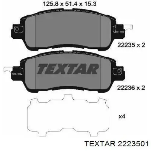 2223501 Textar sapatas do freio dianteiras de disco