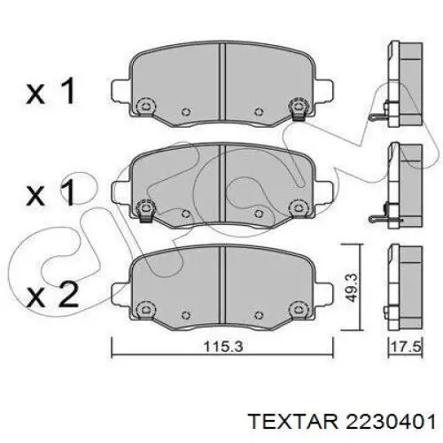 Колодки дисковые  Textar 2230401 цена, от 56.12 USD