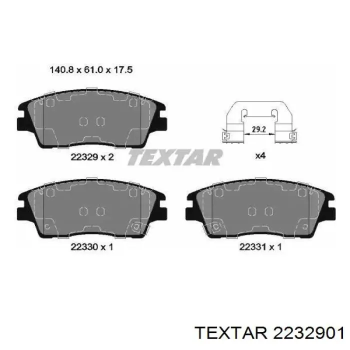 Передние тормозные колодки 2232901 Textar