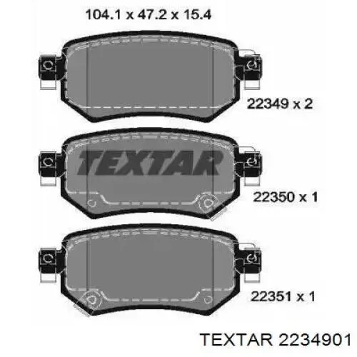 2234901 Textar sapatas do freio traseiras de disco