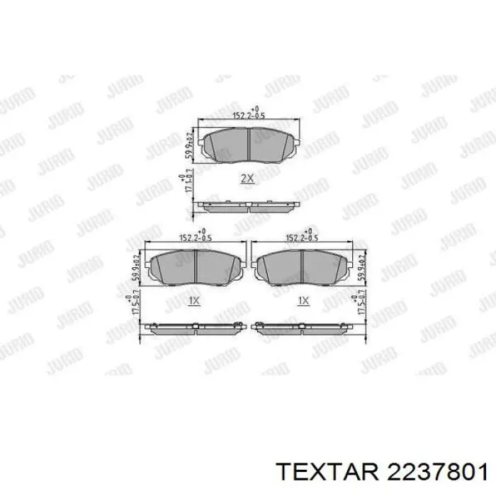 Передние тормозные колодки 2237801 Textar