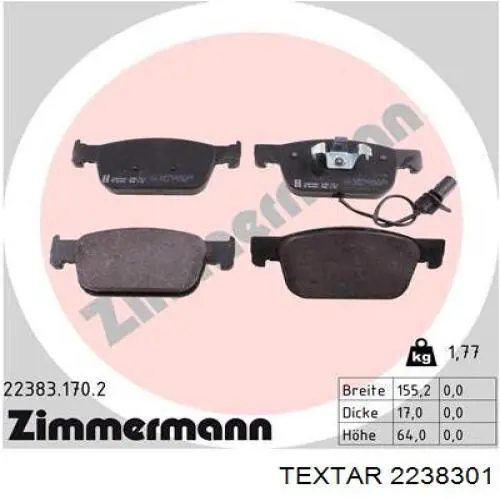 Колодки Textar 2238301 цена, от 79.01 USD