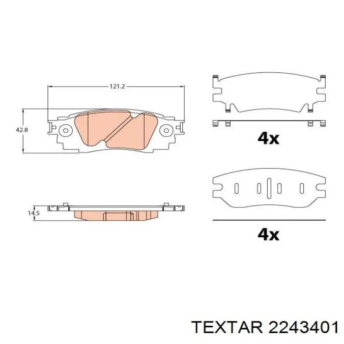 Купить 2243401 Textar Колодки тормозные задние, дисковые