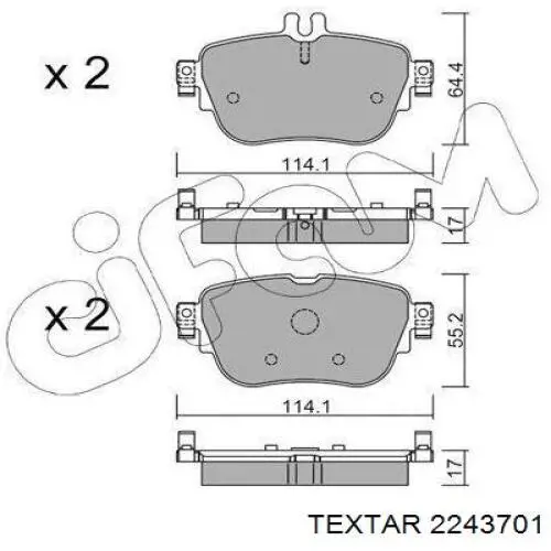 Купить 2243701 Textar Колодки тормозные задние, дисковые
