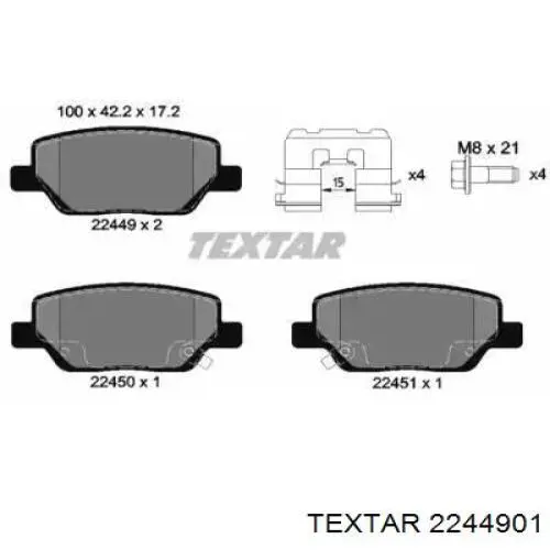 2244901 Textar sapatas do freio traseiras de disco