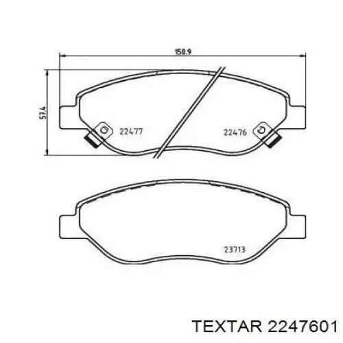 2247601 Textar sapatas do freio dianteiras de disco