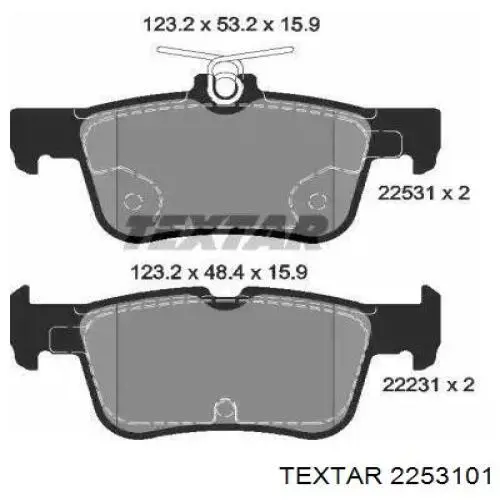 2253101 Textar sapatas do freio traseiras de disco