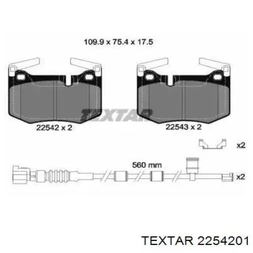 Передние тормозные колодки 2254201 Textar