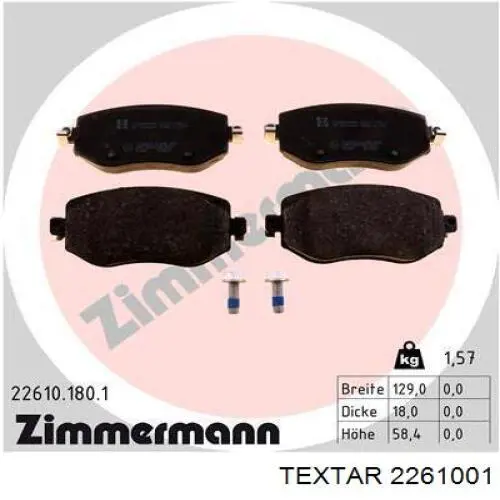 Купить 2261001 Textar Колодки тормозные